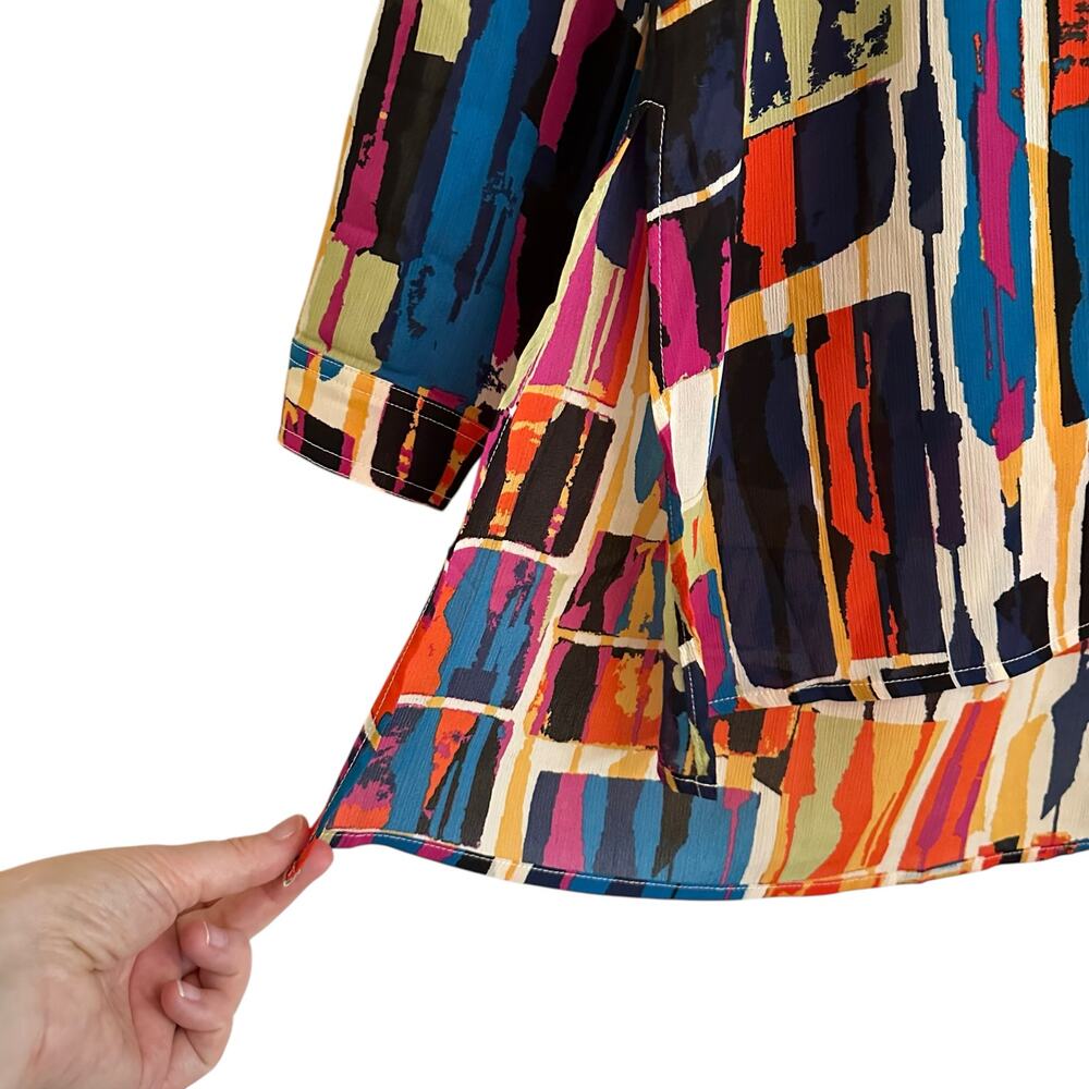 Multiples Abstract Geometric Button Front Tunic S… - image 3